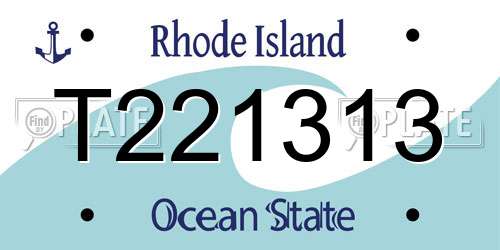 T221313 Rhode Island License Plate