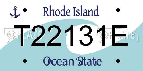 T22131E Rhode Island License Plate