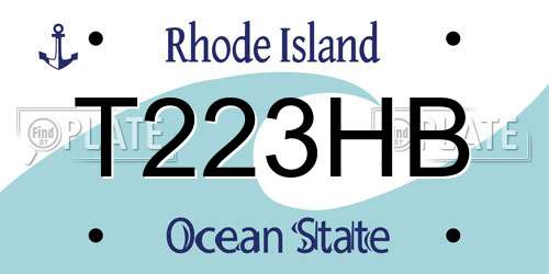 T223HB Rhode Island License Plate