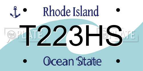 T223HS Rhode Island License Plate