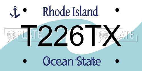 T226TX Rhode Island License Plate