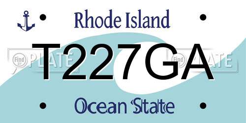 T227GA Rhode Island License Plate