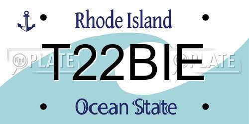 T22BIE Rhode Island License Plate
