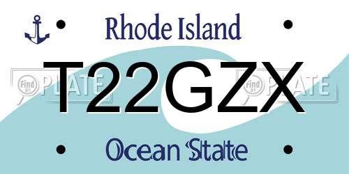 T22GZX Rhode Island License Plate