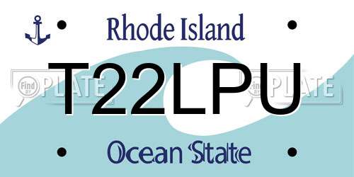 T22LPU Rhode Island License Plate