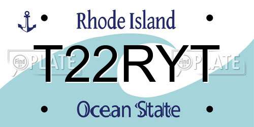 T22RYT Rhode Island License Plate