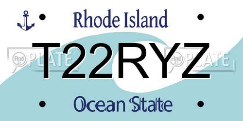 T22RYZ Rhode Island License Plate