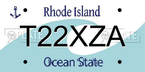 T22XZA Rhode Island License Plate