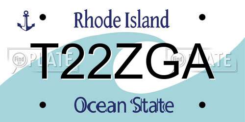 T22ZGA Rhode Island License Plate