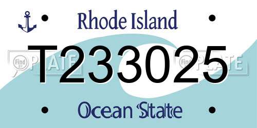 T233025 Rhode Island License Plate