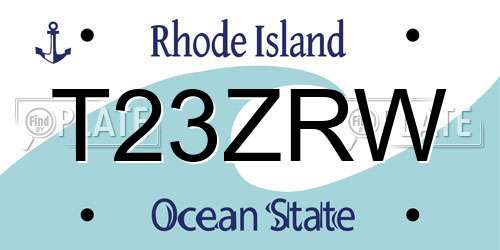 T23ZRW Rhode Island License Plate