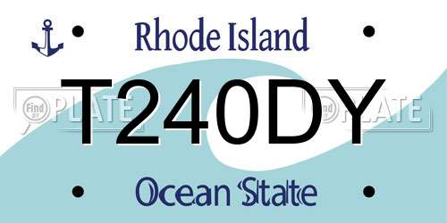 T240DY Rhode Island License Plate