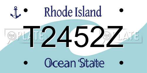 T2452Z Rhode Island License Plate