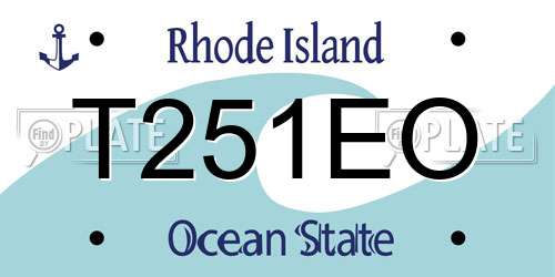 T251EO Rhode Island License Plate
