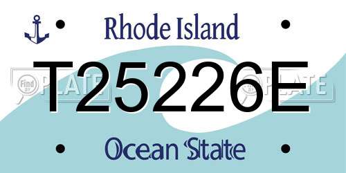 T25226E Rhode Island License Plate