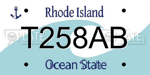T258AB Rhode Island License Plate