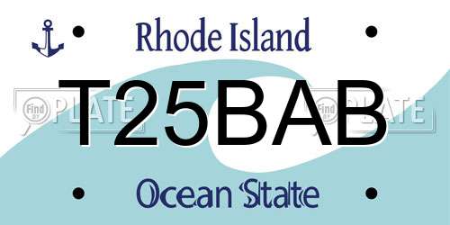 T25BAB Rhode Island License Plate
