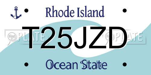 T25JZD Rhode Island License Plate