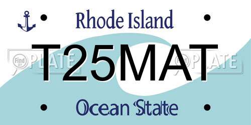 T25MAT Rhode Island License Plate