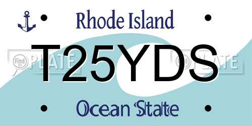 T25YDS Rhode Island License Plate
