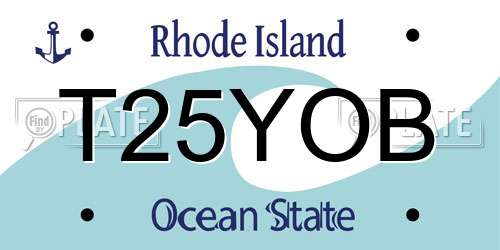 T25YOB Rhode Island License Plate