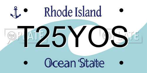 T25YOS Rhode Island License Plate