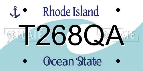 T268QA Rhode Island License Plate
