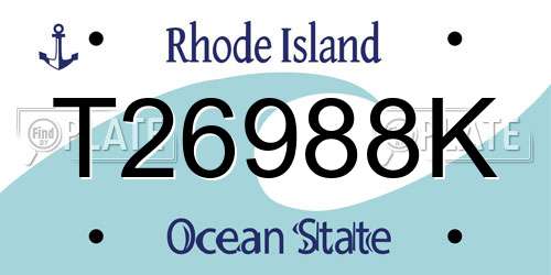 T26988K Rhode Island License Plate