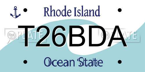 T26BDA Rhode Island License Plate