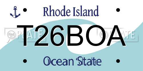 T26BOA Rhode Island License Plate