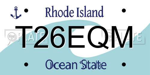 T26EQM Rhode Island License Plate