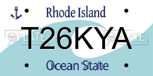 T26KYA Rhode Island License Plate