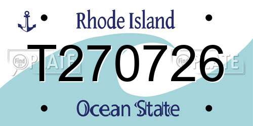 T270726 Rhode Island License Plate