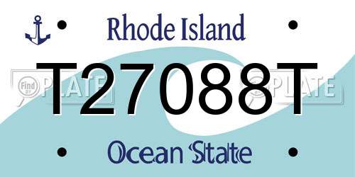 T27088T Rhode Island License Plate