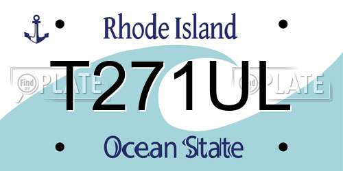 T271UL Rhode Island License Plate