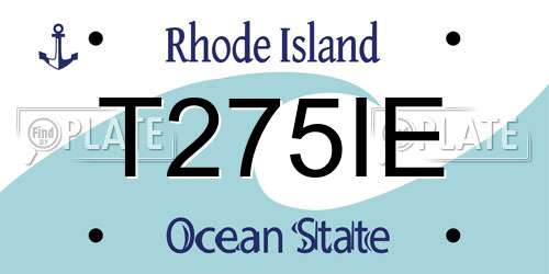 T275IE Rhode Island License Plate