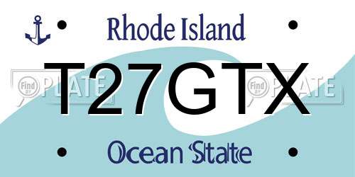 T27GTX Rhode Island License Plate
