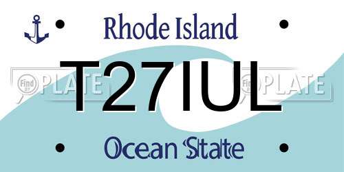 T27IUL Rhode Island License Plate