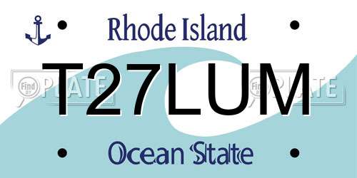 T27LUM Rhode Island License Plate