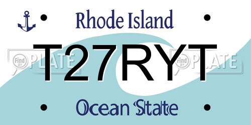 T27RYT Rhode Island License Plate
