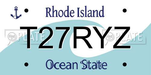T27RYZ Rhode Island License Plate
