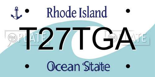 T27TGA Rhode Island License Plate