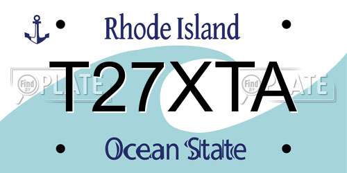 T27XTA Rhode Island License Plate
