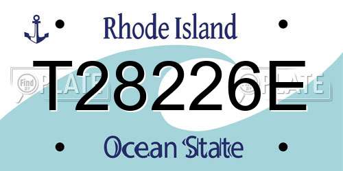 T28226E Rhode Island License Plate