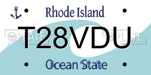 T28VDU Rhode Island License Plate