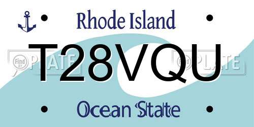 T28VQU Rhode Island License Plate