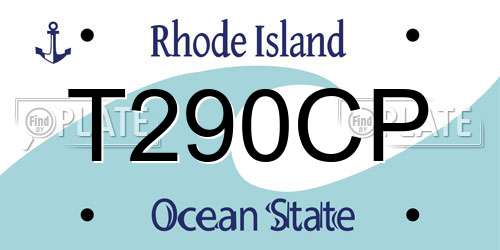 T290CP Rhode Island License Plate