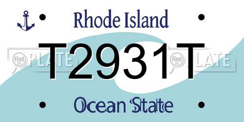T2931T Rhode Island License Plate