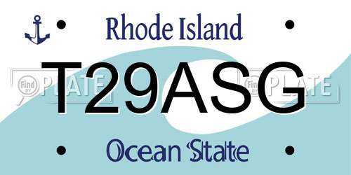T29ASG Rhode Island License Plate