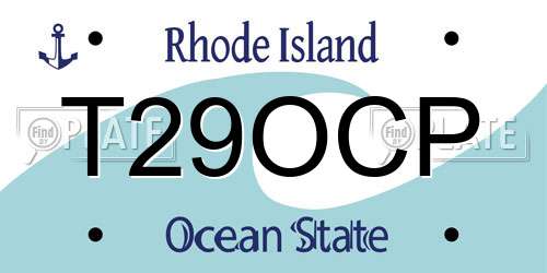 T29OCP Rhode Island License Plate